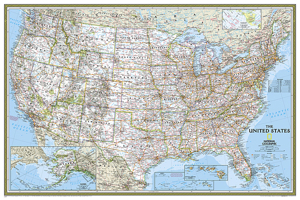 National Geographic: United States Classic Wall Map (36 X 24 Inches) 1597752177 Book Cover