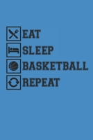 EAT SLEEP BASKETBALL REPEAT: Notebook Basketballspieler Notizbuch Basketball Planner kariert squared karo Journal 1690916850 Book Cover