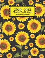 2020 - 2022 Monthly Weekly Yearly Planner Journal: Sunflowers Black Background Floral Design Cover 2 Year Planner Appointment Calendar Organizer And Journal Notebook 1698521863 Book Cover