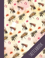 Flying bees sketchbook: Unique sketchbook 120 pages, 8.5x11 inches, great for artists and bee lovers, perfect gift for graphic designers, kids and students. B083XVYX9M Book Cover