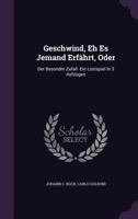 Geschwind, Eh Es Jemand Erfahrt, Oder: Der Besondre Zufall: Ein Lustspiel in 3 Aufzugen 137838556X Book Cover