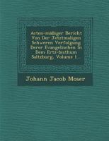 Acten-Massiger Bericht Von Der Jetztmaligen Schweren Verfolgung Derer Evangelischen in Dem Ertz-Bisthum Saltzburg, Volume 1... 1249940338 Book Cover