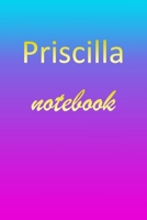 Priscilla: Blank Notebook Wide Ruled Lined Paper Notepad Writing Pad Practice Journal Custom Personalized First Name Initial P Blue Purple Gold Taking Class Notes, Homework, Studying School Homeschool 167087866X Book Cover