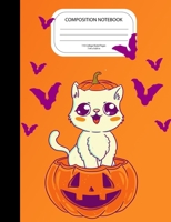 Composition Notebook: Cute Halloween Kitten Popping Out Of A Pumpkin 1693258919 Book Cover