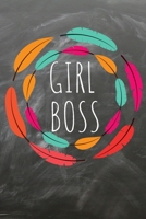 Girl boss: Das linierte Notizbuch in ca. A5 Format f�r eine Unternehmerin, Lady Boss und Start-up Gr�nderin im angesagten boho cique mit Kranz aus Federn. 1081499788 Book Cover