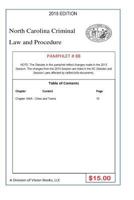 North Carolina Criminal Law and Procedure-Pamphlet 88 1503254658 Book Cover