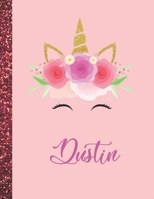 Dustin: Dustin Marble Size Unicorn SketchBook Personalized White Paper for Girls and Kids to Drawing and Sketching Doodle Taking Note Size 8.5 x 11 1658506952 Book Cover