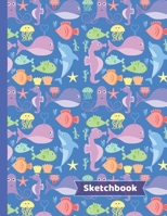 Sea Creatures Sketchbook: Ocean Animals Gifts: Blank Paper Sketch Book: Large Notebook for Doodling, Drawing or Sketching: 8.5" x 11" 1692817884 Book Cover