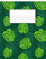 Tropical Hawaiian Monstera and Palm Leaves School Supplies: Composition Notebook 7.4 by 9.7 College Ruled 140 Pages (70 Sheets) Dark Green Background 1722927836 Book Cover