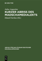 Kurzer Abriß Des Madschamedialekts 311251615X Book Cover