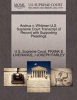 Andrus v. Whitman U.S. Supreme Court Transcript of Record with Supporting Pleadings 1270366785 Book Cover