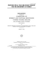 Proposed fiscal year 2006 budget request for the Department of Energy 1675686564 Book Cover