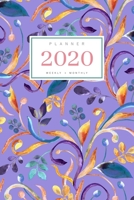 Planner 2020 Weekly Monthly: 6x9 Full Year Notebook Organizer Small 12 Months - Jan to Dec 2020 Watercolor Decorative Floral Design Blue-Violet 1698936923 Book Cover
