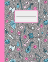 RPG Quest Composition Notebook: 100 College Ruled Pages & 20 Graph Pages with Table of Contents, Teal & Pink on Grey Cover 1692405365 Book Cover