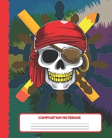 Composition Notebook: Cool Notebook and Journal with Pirate Skull Face, Wide Lined Ruled Paper Pages for Boys, Perfect Workbook for Writing Notes and Exercise at Home, School or College 1673842755 Book Cover