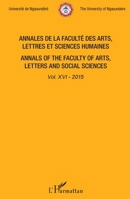 Annales de la faculté des arts, lettres et sciences humaines Vol XVI - 2015: Annals of the faculty of arts, letters and social sciences (Harmattan Cameroun) (French Edition) 234308498X Book Cover
