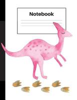 Notebook: Dinosaur Velociraptor, Foot Prints, Wide Rule, Notebook Home Office School Student Teacher Homeschool, 7.4 x 9.7 in, 200 pages kids, school, home, students, teachers 1724616544 Book Cover