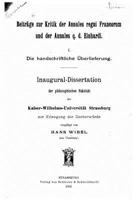 Beitr�ge Zur Kritik Der Annales Regni Francorum Und Der Annales Q.D. Einhardi 1530208815 Book Cover