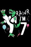 Rawr I'm 7: Dinosaur Taekwondo 7th Birthday Blank Lined Notebook 1696011973 Book Cover