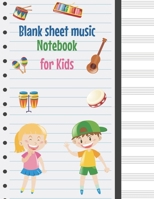 Blank sheet music Notebook for Kids: Kids Wide Staff Manuscript Paper * Large (8.5" x 11") * 6 Stave * 100 Pages: Happy Children 1673602835 Book Cover