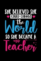 She Could Change The World So She Became A Teacher: Awesome Teacher Journal Notebook | Planner,Inspiring sayings from Students,Teacher Funny Gifts ... & Elementary Teacher Memory Book) 1679794043 Book Cover