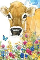 Flower and Cow Notebook: 100 Page Wide-lined Blank Journal 1974555283 Book Cover