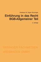Einfuhrung in Das Recht Bgb-Allgemeiner Teil 3409021175 Book Cover
