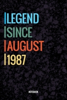 Legend Since August 1987 Notebook: Vintage Lined Notebook / Journal Diary Gift, 120 Pages, 6x9, Soft Cover, Matte Finish For People Born In August 1987 165112387X Book Cover