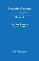Écrits de jeunesse (17741799) (Premiere Periode (1774-1799)) (French Edition) 3484504013 Book Cover
