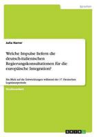 Welche Impulse liefern die deutsch-italienischen Regierungskonsultationen für die europäische Integration?: Ein Blick auf die Entwicklungen während der 17. Deutschen Legislaturperiode 3656299633 Book Cover