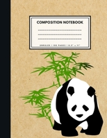 Unruled Composition Notebook: Cute Panda Bamboo Brown Paper Soft Cover Large (8.5 x 11 inches) Letter Size 100 Unlined Pages Plain Retro Notes 1074548477 Book Cover