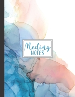 Meeting Notes: Designed For Busy Executive Assistants Record Keeping Planner Professional Office and Small Business Midnight Blue Melon Abstract Ink Cover 1705872794 Book Cover