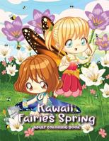 Kawaii Fairies Spring Adult Coloring Book: A Whimsical Spring & Easter Coloring Book for Adults & Kids: Fairies, Bunnies, Chicks, Butterflies, Flowers, an Enchanting Unicorn & More 1986773132 Book Cover