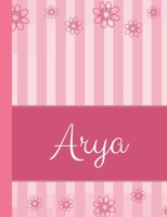 Arya: Personalized Name College Ruled Notebook Pink Lines and Flowers 1086681185 Book Cover