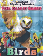 Mystery Mosaics Pixel Color By Number Birds: 50 Hidden Art Animals Coloring Book For Adults and Teens Relaxing B0CVV77946 Book Cover