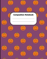 Composition Notebook: Halloween Wide Ruled 7.5 x 9.25 in 100 Pages Composition Book Kawaii Pumpkin Pattern 1692501259 Book Cover