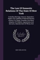 The Law Of Domestic Relations Of The State Of New York: Including Marriage, Divorce, Separation, Rights And Liabilities Of Married Women, Actions For ... And Servants, Abandonment Of Wives And... 1340691264 Book Cover