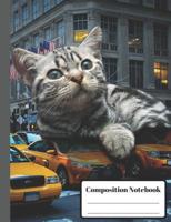 Composition Notebook: Taxi Cat - 110 Wide-Ruled Pages - Standard Composition Book Size 1081760710 Book Cover