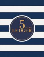 5 Column Ledger: Accounting Book for Bookkeeping and Expense Tracking - 120 Pages, 8.5 x 11 - Luxurious Navy Stripes Cover 1099171652 Book Cover