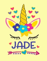 Jade: Jade Personalized Unicorn Notebook for Girls - Size (8.5"x 11") With Lined  Blank Pages, Perfect for Journal, Doodling, Sketching and Notes 1693269988 Book Cover