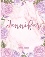 Jennifer Dotted Journal: Custom Name Notebook/Journal Personal Diary Dot Grid Bullet Writing Journal Diary Paper Gift For Teachers, Granddaughters And Friends Birthday Christmas Gift Watercolor Flower 1708143963 Book Cover