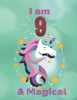 Unicorn SketchBook: I Am 9 & Magical With Unicorn Inside More Space for Sketching and Drawing and Writing Journal for Kids and Girls Marble Size 8.5in x 11in with 110 Pages 1654364061 Book Cover