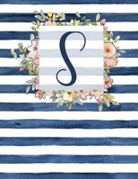 S: Letter S Monogram Initial Notebook - 8.5" x 11" - 100 pages, Dot Bullet Grid Pages- Watercolor Floral Notebook 1686995652 Book Cover