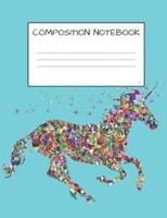 Composition Book: Cute Mosaic Multicolored Unicorn Girls Elementary School Wide Ruled 120 Pages 1686639791 Book Cover