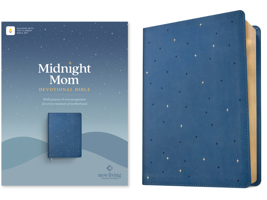 NLT Midnight Mom Devotional Bible (Leatherlike, Starlit Navy, Red Letter, Filament Enabled): With Prayers and Encouragement for Every Moment of Mother 1496482824 Book Cover
