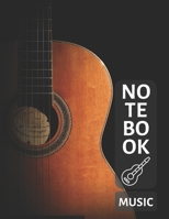 Music Notebook For Guitar: Blank Sheet Music Notebook, Music Manuscript Paper, Composition Notebook, (110 Pages, 12 Staves per page, Blank, 8.5 x 11) 1675934169 Book Cover