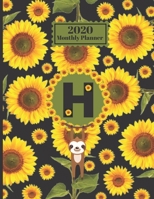 2020 Monthly Planner: Smiling Sloth Sunflowers Personalized Monogram Initial H Letter H Appointment Calendar Organizer And Journal For Writing 1710172134 Book Cover