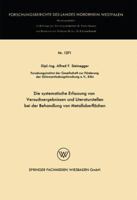 Die Systematische Erfassung Von Versuchsergebnissen Und Literaturstellen Bei Der Behandlung Von Metalloberflachen 3663061329 Book Cover