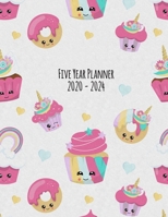 Five Year Planner: 2020-2024 Monthly Calendar - Unicorn Cupcakes 1693113589 Book Cover