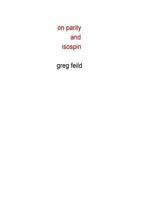 On Parity and Isospin 1545239827 Book Cover